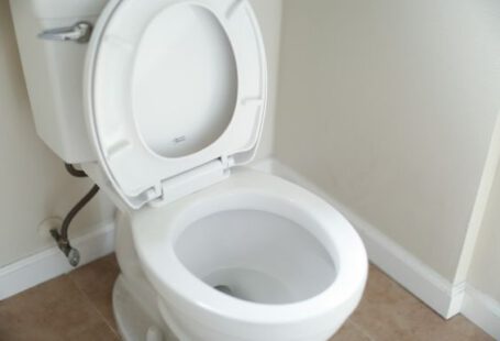 Toilet - white ceramic toilet bowl with cover
