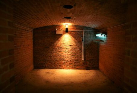 Basement - brown brick wall with light bulb