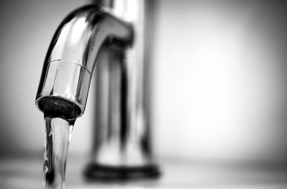 Plumbing - water, tap, black and white
