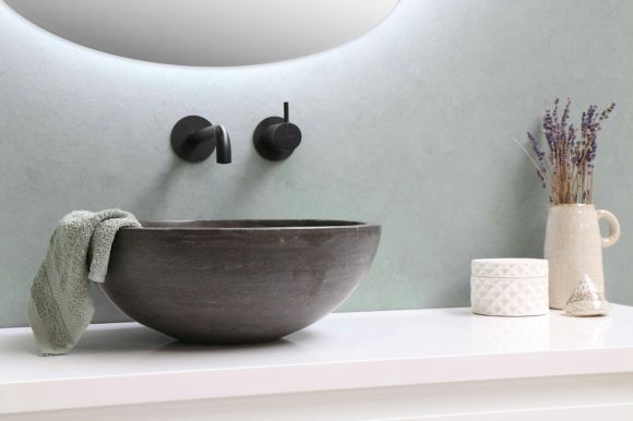 Sink - white ceramic bowl on white wooden table
