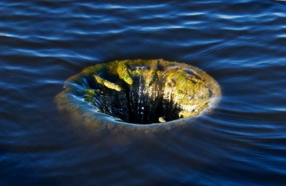 Drain - a small rock in the middle of a body of water