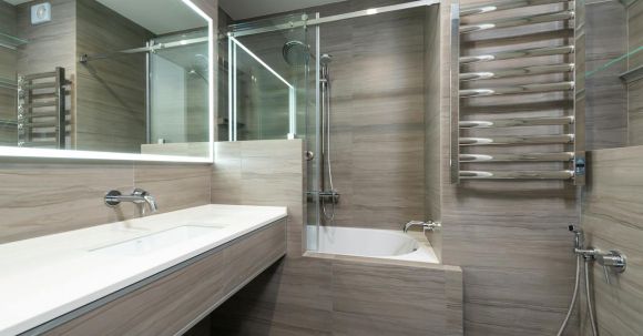 Modern Fixtures - Bathroom with Stainless Steel Fixtures
